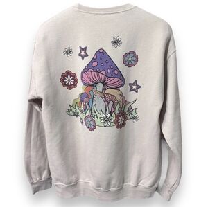BOWERY SUPPLY CO. Cream Crew Neck Sweatshirt Mushroom Graphics